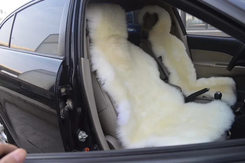Grey Colour Premium Australian Sheep Skin Car Long Wool Front Single Seat Cover