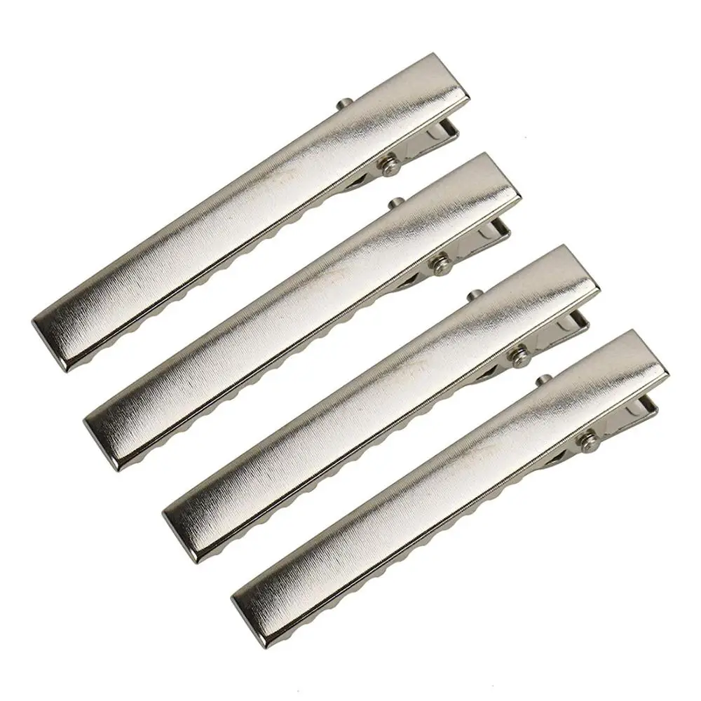 Silver Alligator Hair Clip Flat Top Teeth Single Prong Metal Clips Hairbow Accessory