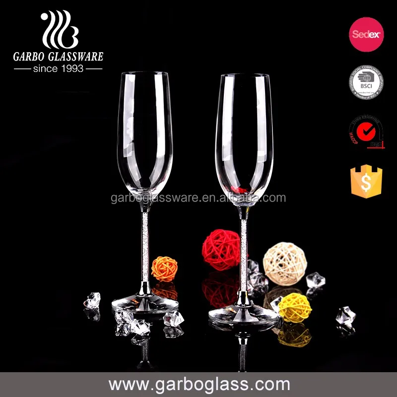 Factory price luxury drinking red wine glass goblet champagne gift hot lead-free crystal glass stemware with diamond stem