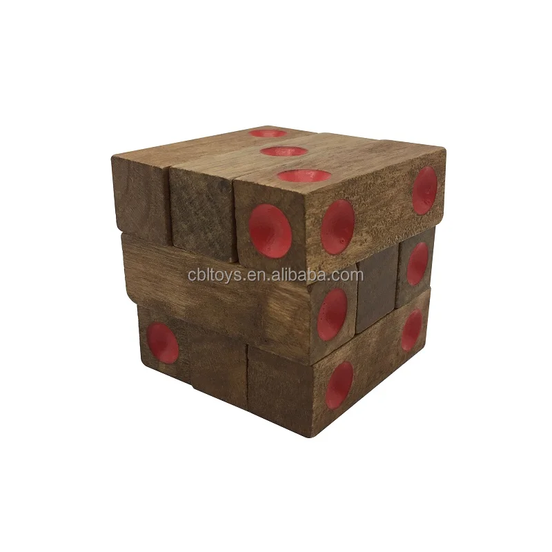 3D wood domino cube dice puzzle