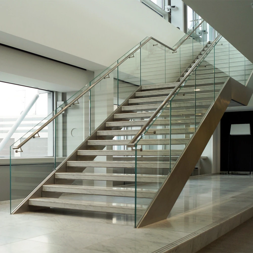Prefab Black Double Stair Stringer Straight Stair case