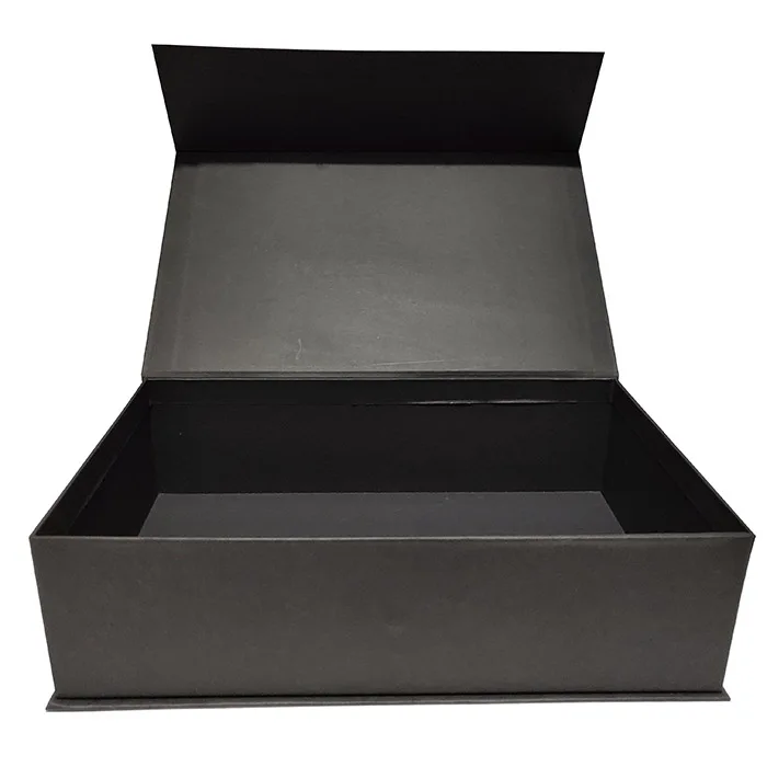 Custom matte black paper 2mm thickness cardboard large folding rigid magnetic closure gift watch packaging belt box