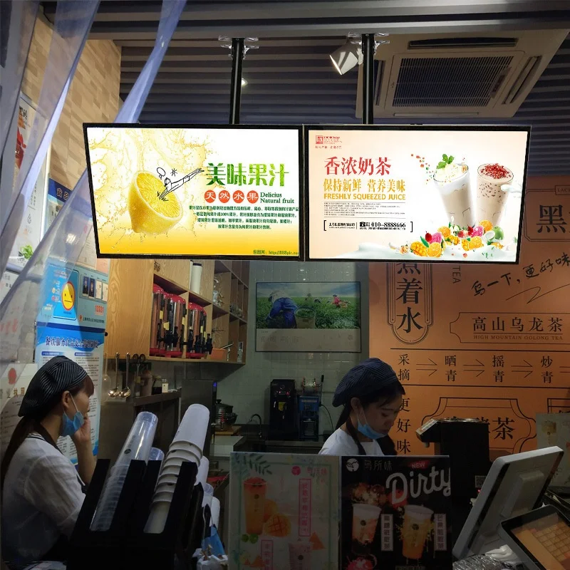 Customized advertising display shop menu board bar hanging Milk Tea LED menu light box