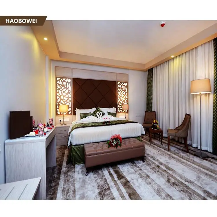 Royal style sleeping room for double bed hotel bedroom furniture