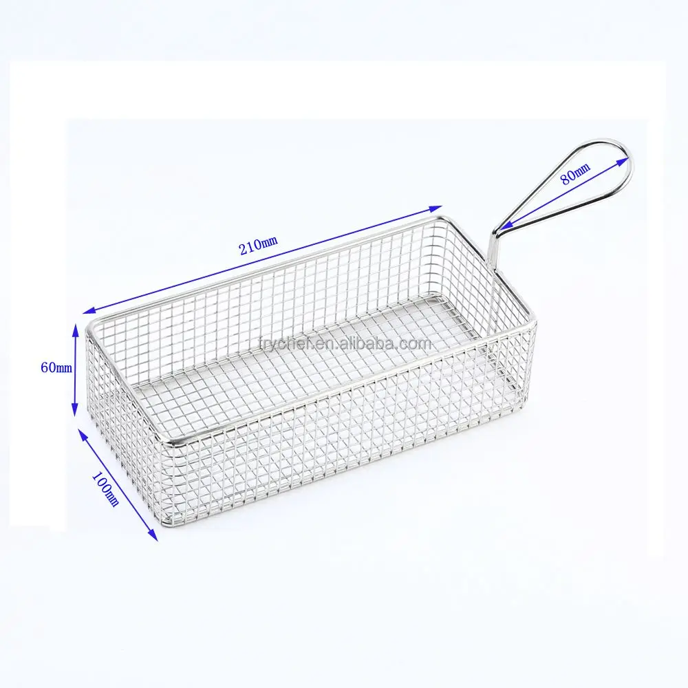 Square Mini French Fry Basket Coarse Mesh Chip Serving Tray Basket Presenting Fried Fish and Bread Snack and More
