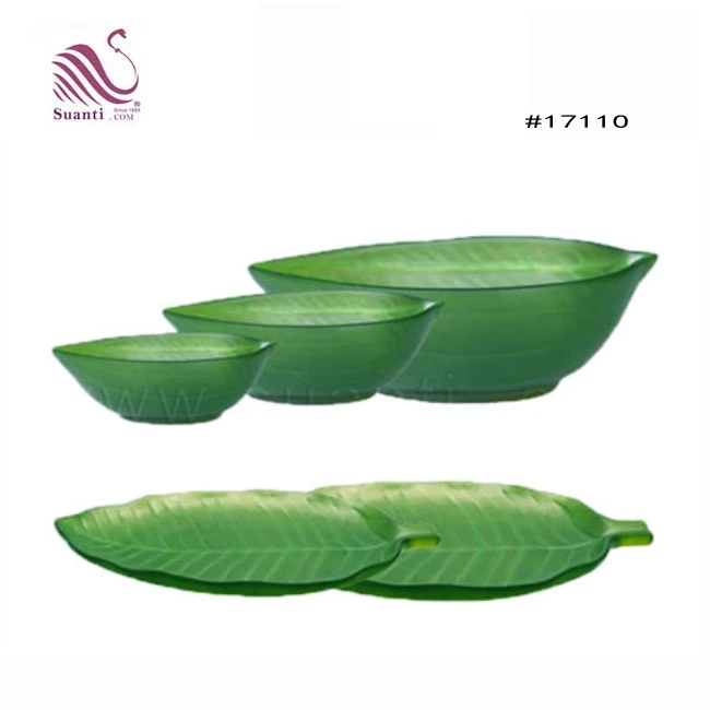 Green Eco-friendly Banana Leaf Resin Fruit Bowl and Platter Ideas