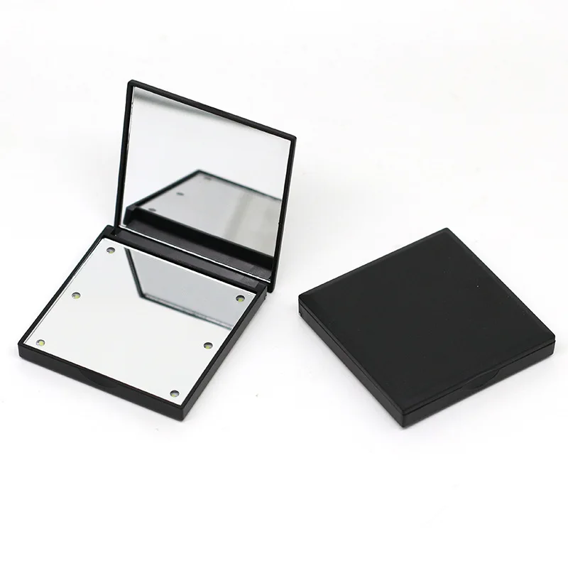 
Wholesale 6 LED lights black and white square plastic double side compact mirror 