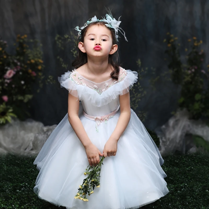 XXLF200 8 years latest girl dress design for flower girls white ball gown dresses for kids