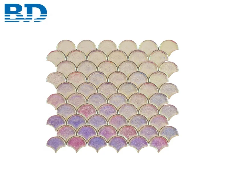 High Quality Iridescent Fish Scale Glass Mosaic Tile