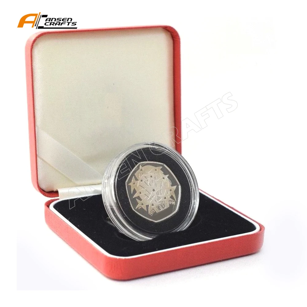 Rare Material Titanium Tantalum Niobium Coin UK Boeing Planes Commemorative 7 Sided Silver Coins with Gift Boxes