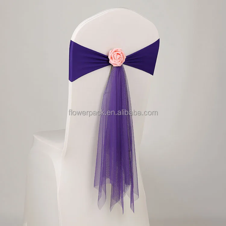 Banquet organza spandex chair sash with artificial flower