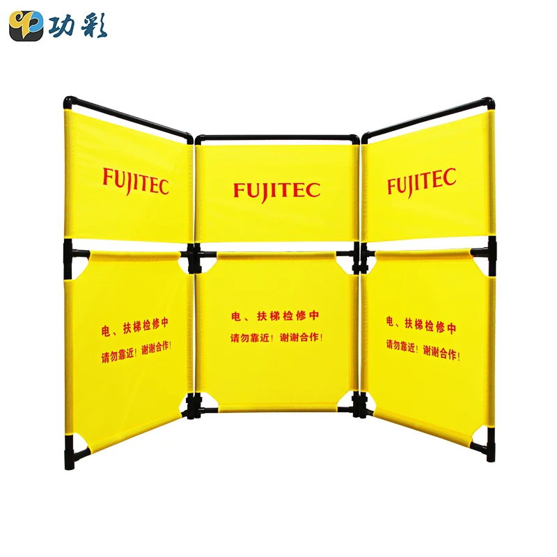 Stainless Steel Folding Oxford Cloth Foldable Sign Panel Maintenance Elevator Safety Barricade