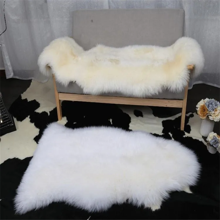 Natural Curly long hair mongolian lamb sheepskin fur rugs for chair