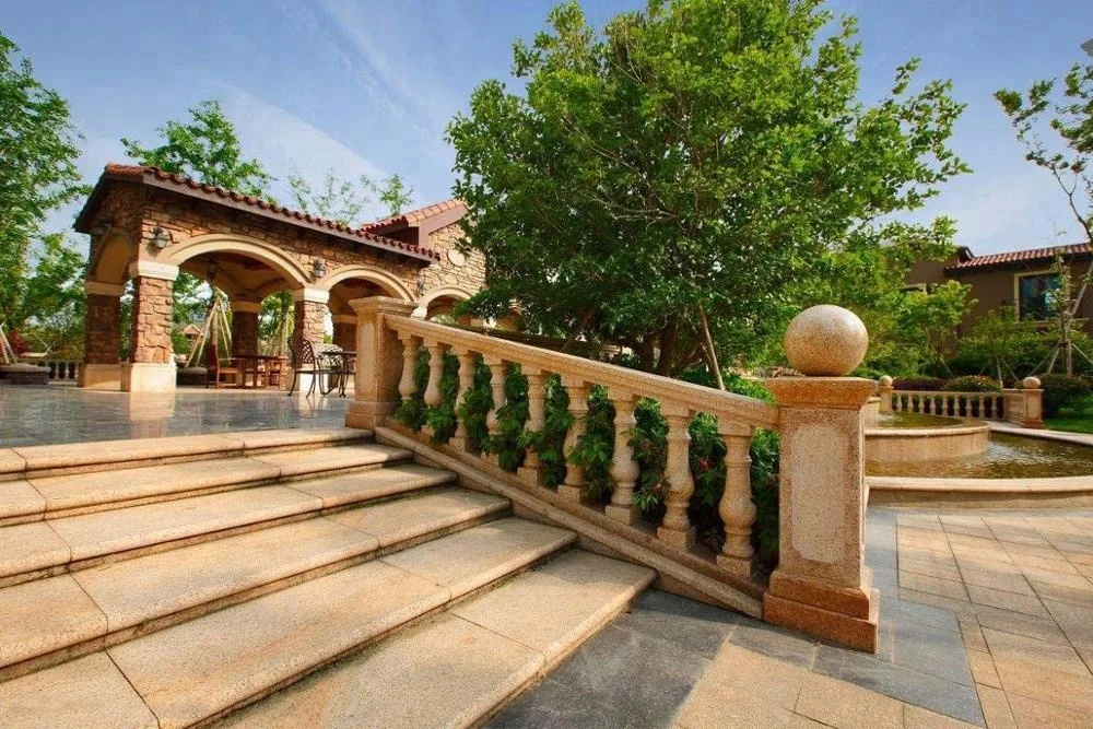 Modern terrace railing designs, stone railing balustrades handrails