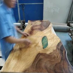 solid wood inlaid live edge tempered  resin epoxy  top hot sale river dining table