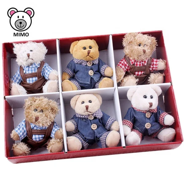 10 PACK New Christmas Gift Set Soft Toy Mini Teddy Bear Keychain Various Custom Cute Stuffed Animal Mini Bear Plush Wholesale