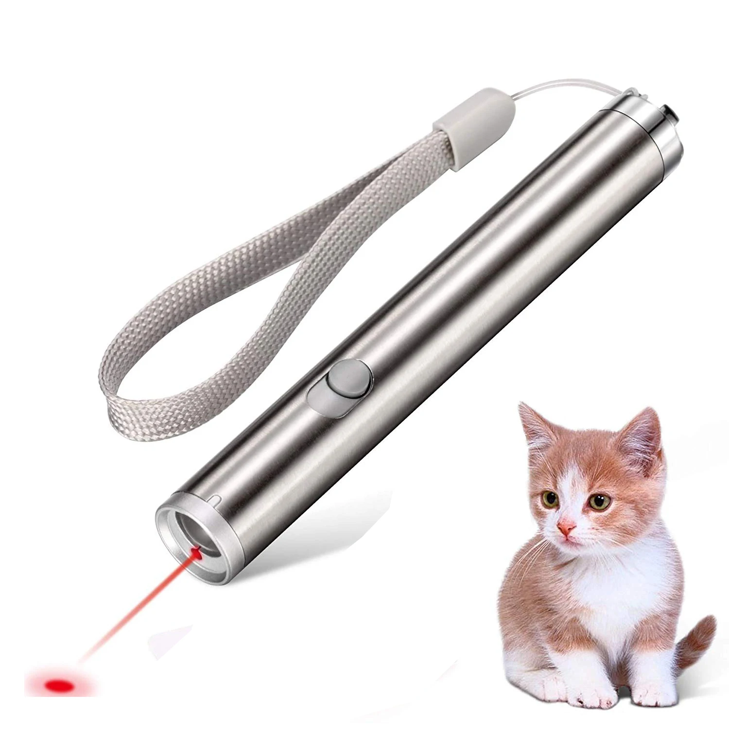 Светодиодный фонарик 2 в 1, тренировочный инструмент для домашних животных, Лазерная Игрушка в красную точку для кошек