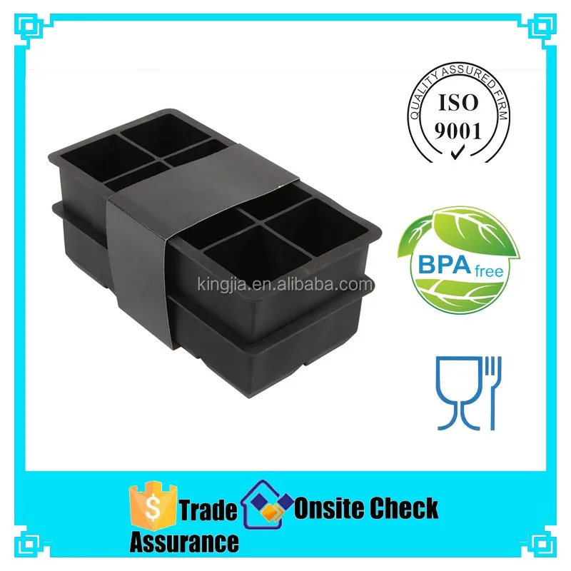 Set of 2 Black Large Ice Cube Mold - Whiskey Ice Cubes Frozen Rocks Silicone Big Ice Cube Tray