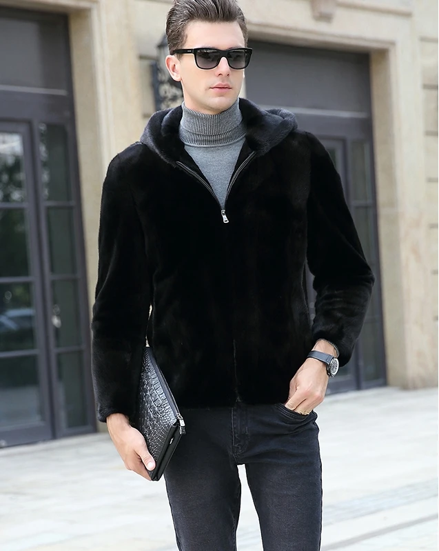YR1133 Denmark Import Top Quality Mink Fur Jacket for Men