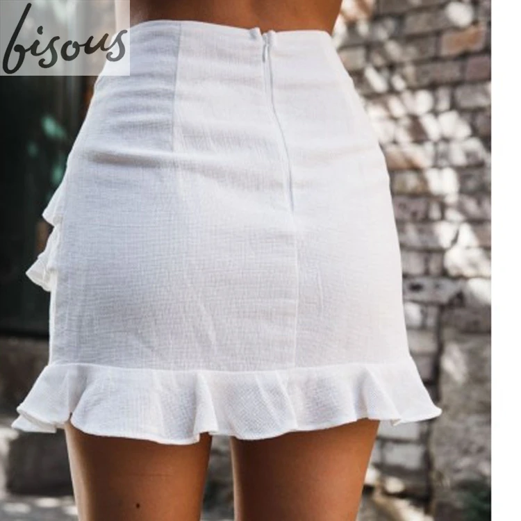 Women ruffle double layer mini skirt