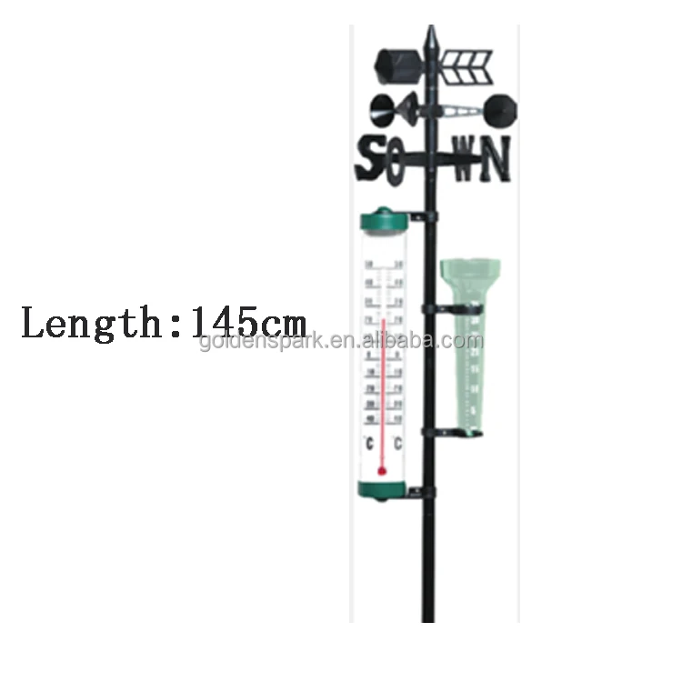 Weather Vane With Rain Gauge and Thermometer