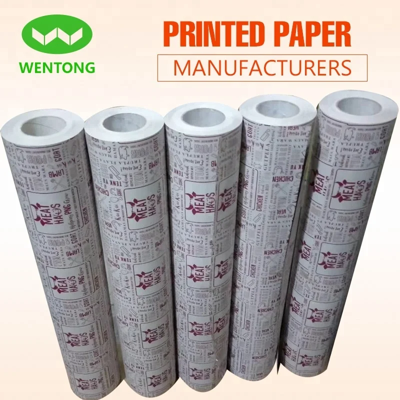 
80cmx200m MeatHaus 2018 eco-friendly 45gsm printed newsprint butcher paper roll in Australia supermarket 