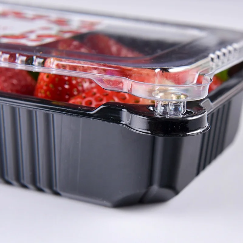 Disposable 250g 300g 350g Fruit PET Plastic Strawberry Packaging Container With Clear PET Lid