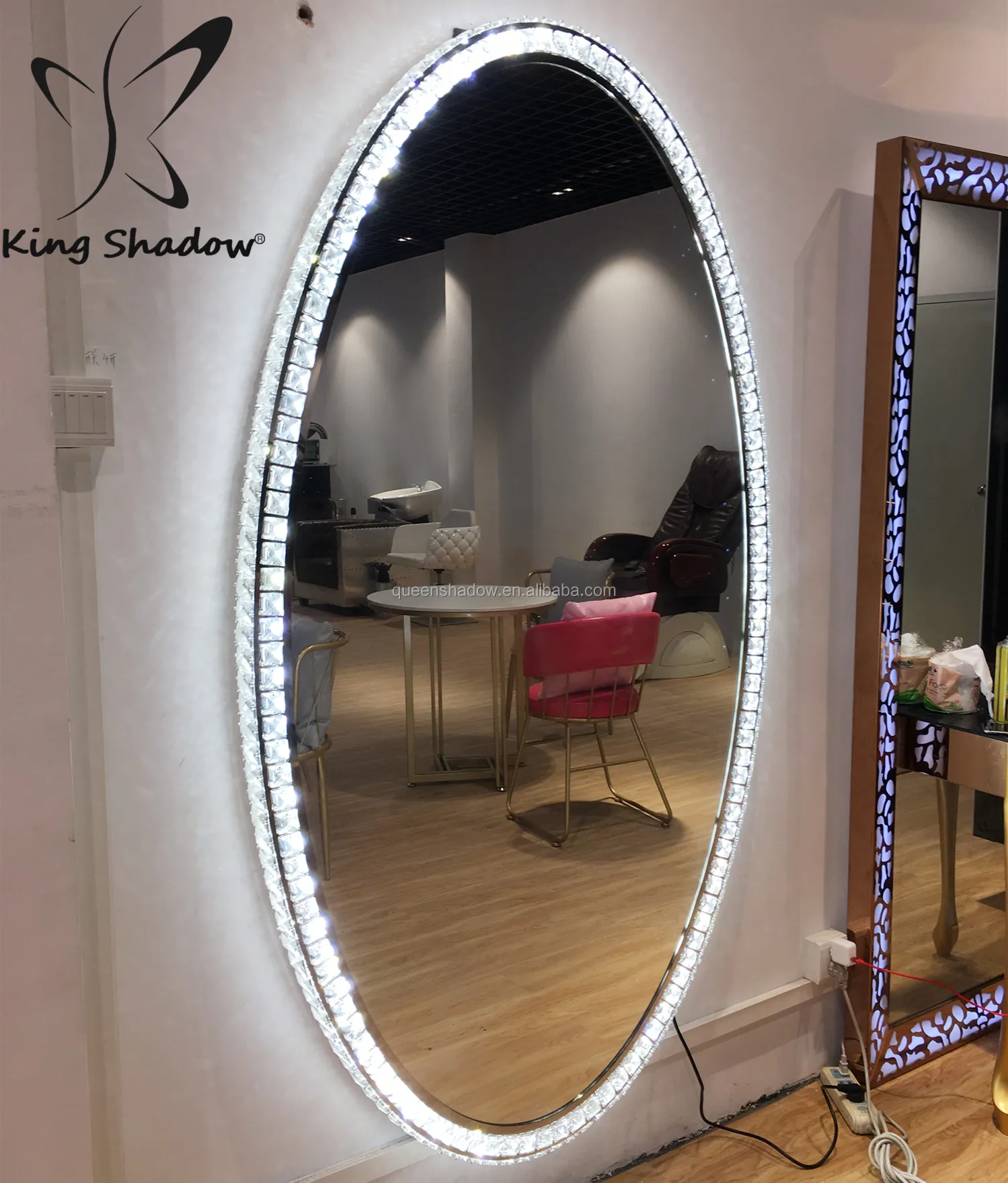 beauty salon sets barber wall light mirror styling salon dressing table with LED