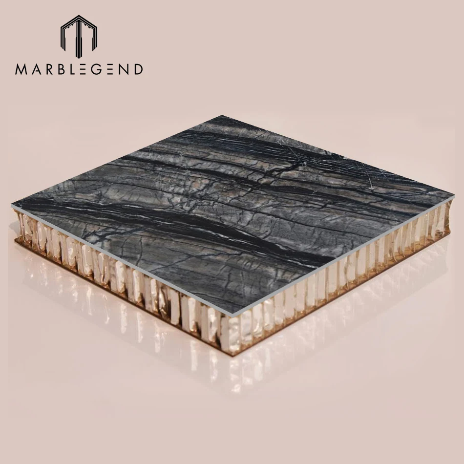 
wall decorative panel kenya black Marble Aluminum Honeycomb Composite Panels 