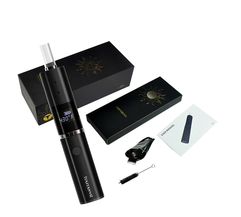
e cigarette with digital display T3 glass heating element Knob-style Temperature Control dry herb vaporizer with high capacity 