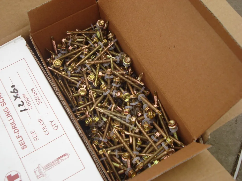 Китайский завод оцинкованный самосверлильный винт из углеродистой стали с резиновой шайбой