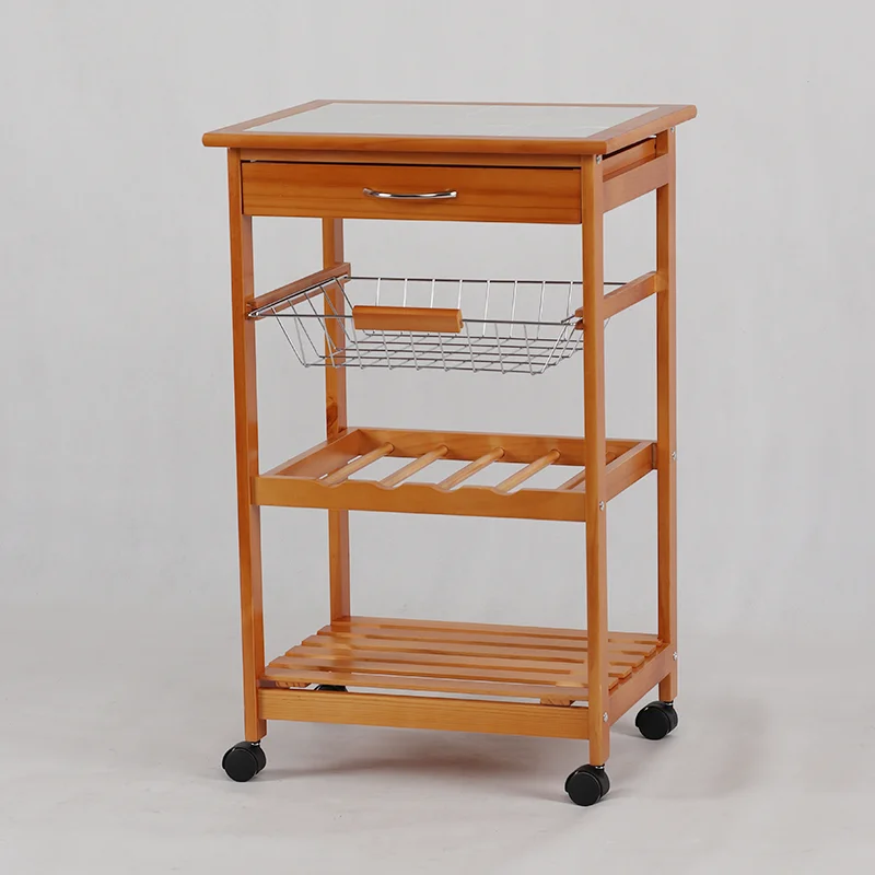 
4 layers wooden kitchen furniture island trolley for storage 