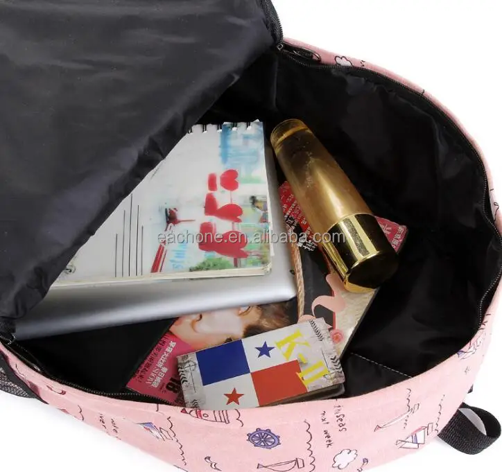 
canvas all over printing backpack school bag girl 