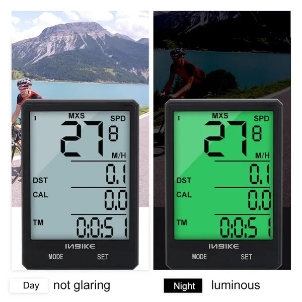 
Multi-Functional Bike Motorbike Computer LCD Luminous Waterproof Odometer Speedometer 