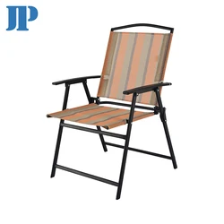 Hot Selling Outdoor Steel  Dinning Teslin Mesh Camping Garden Foldable Armrest Garden Chair