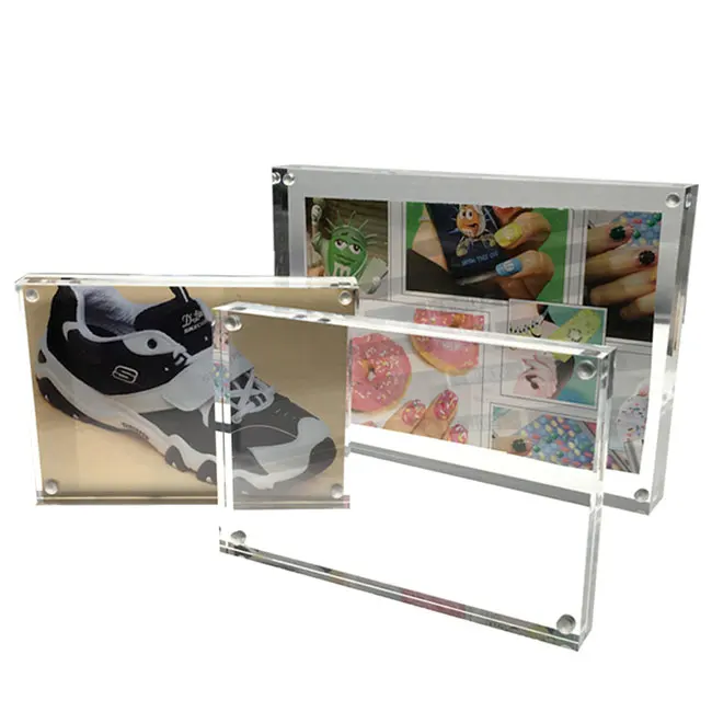 Acrylic photo frame, two sides photo holder, acrylic block sign holder