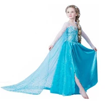 2016new vestido da menina Elsa Anna Vestido Cosplay Costume Verão Vestidos Da Menina Princesa Elsa Traje para Crianças vestido frete grátis