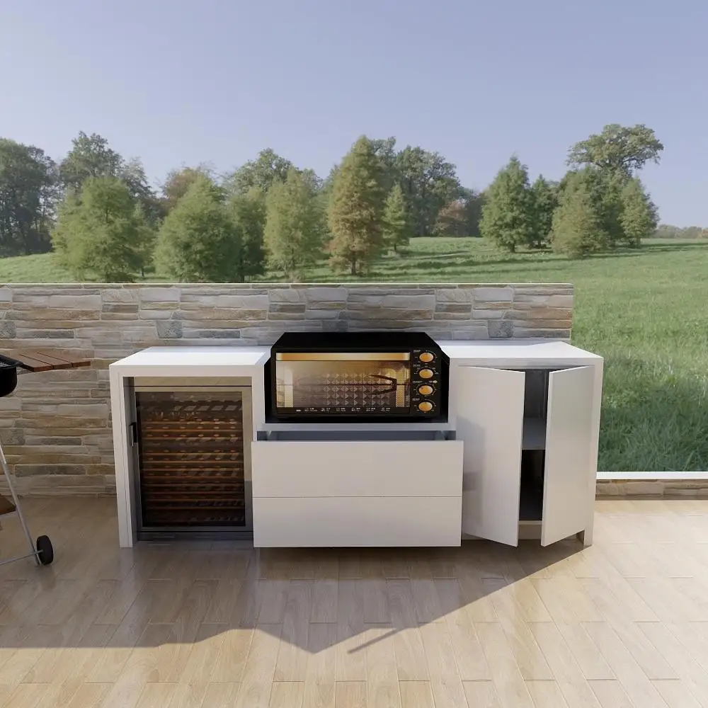 aluminium alloy frame melamine plywood board water resistant outdoor kitchen cabinet