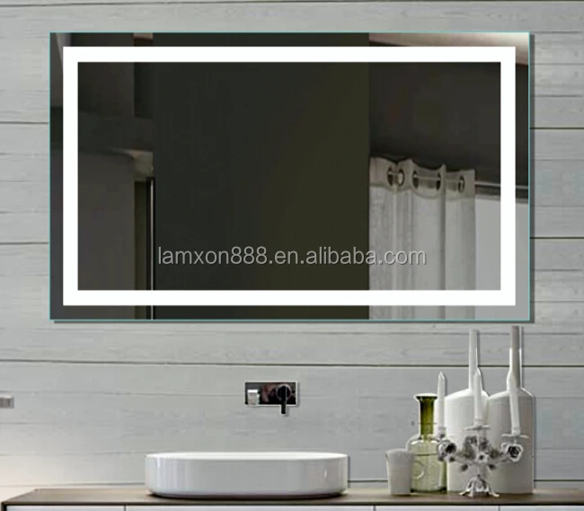 
High quality hotel bathroom LED backlit bath mirror with button switch 