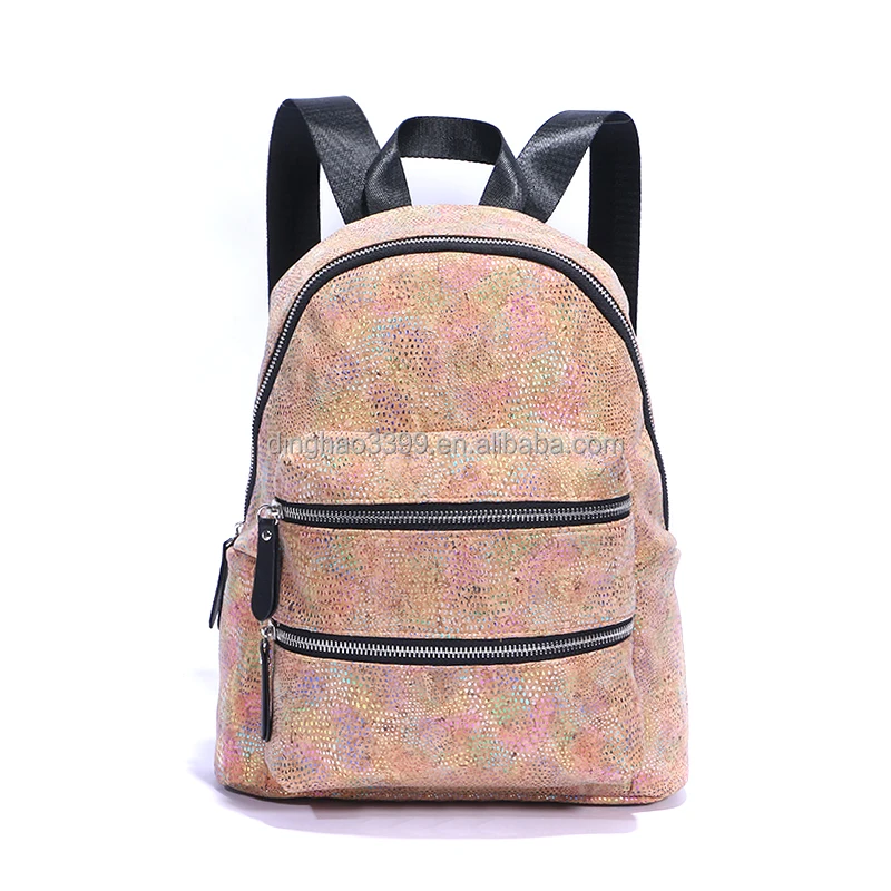 Glossy custom made cork paper backpack,Waterproof girl lady cork shoulder bag,Travel cork school bagback laptop computer bag