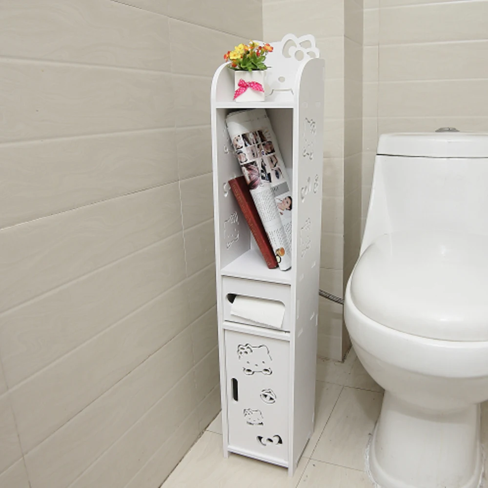 
E0915 Modern toilet shelf storage shower room set home furniture vanity tool cabinet wooden tissue box bathroom cabinets 