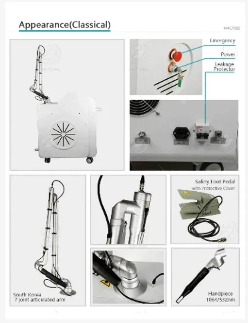 
Factory sale 1064nm 532nm Pico second q switched nd yag laser pico pigmentation removal laser machine 