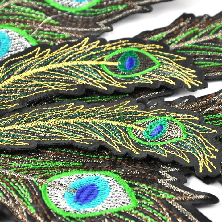 handmade peacock applique embroidery designs for wedding dress decoration