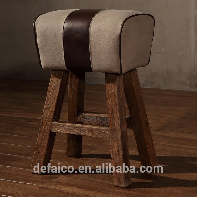  Винтажный кожаный парусиновый стул в стиле лофт с деревянными ножками для гостиной