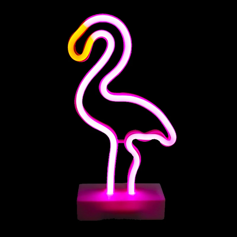 diy 3d pink flamingo plastic led custom neon light bedroom decor