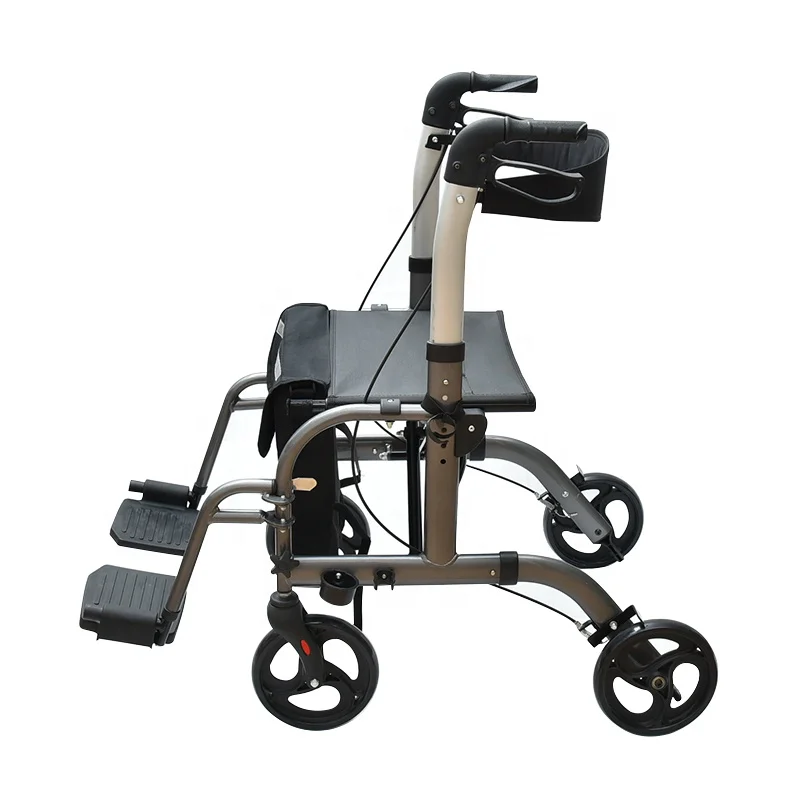 
Two in one wheelchair with flip backrest and detachable footrest for seniors 