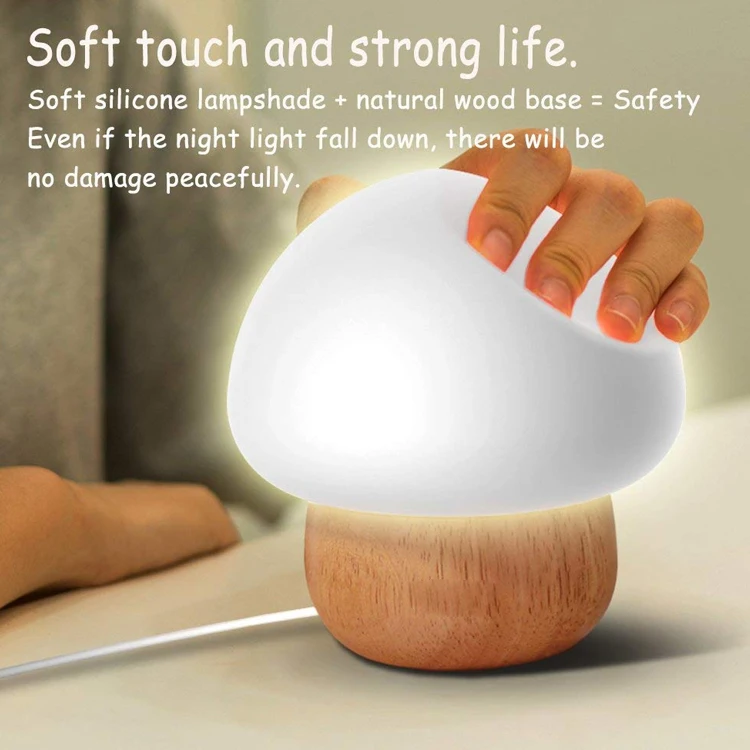Soft Silicone LED Mushroom Baby Night Lights