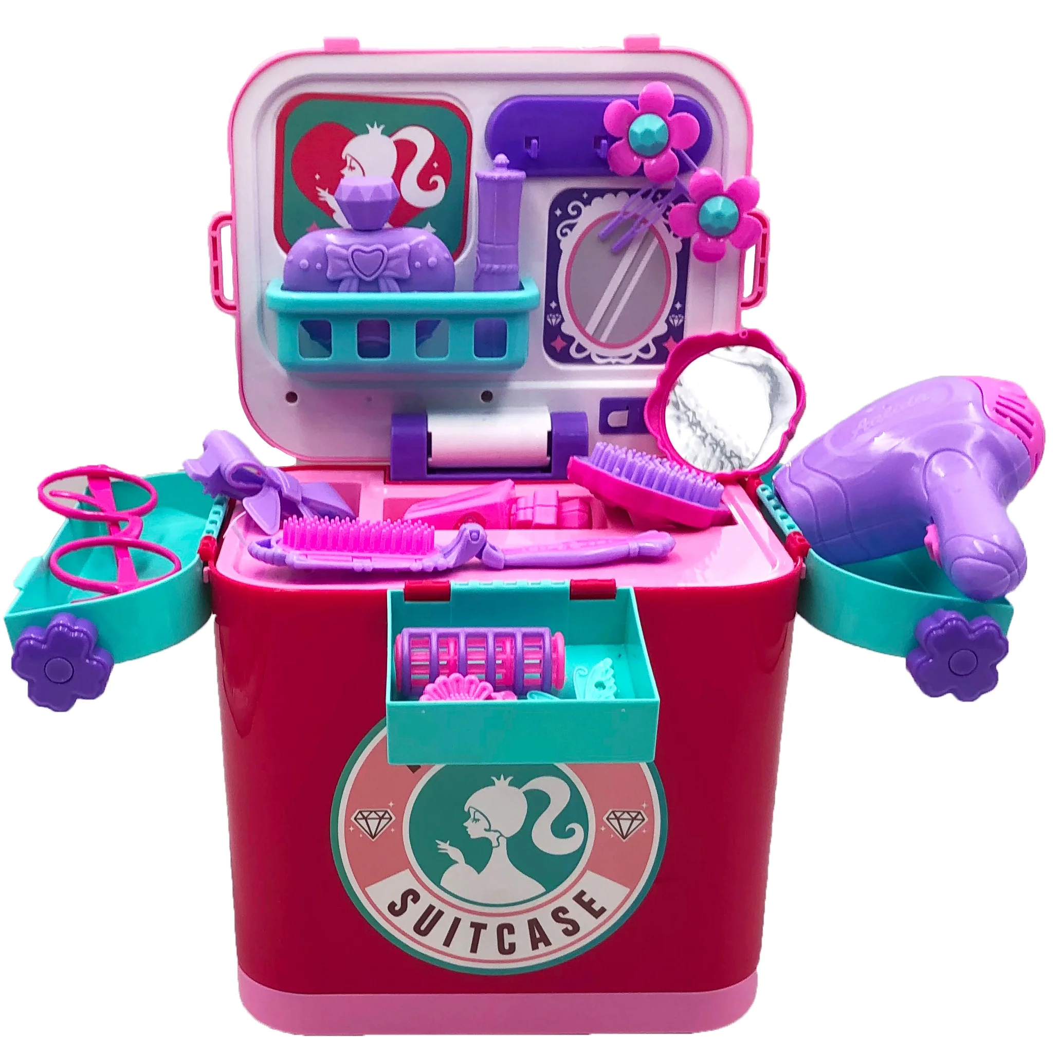 Fashion girls beautiful dresser pretend toys make-up set portable suitcase toy