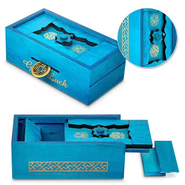 Creative Wooden Puzzle Box Secret Trick Intelligence Compartment Magic Money Gift Case Brain Teaser Logic Educational Toys