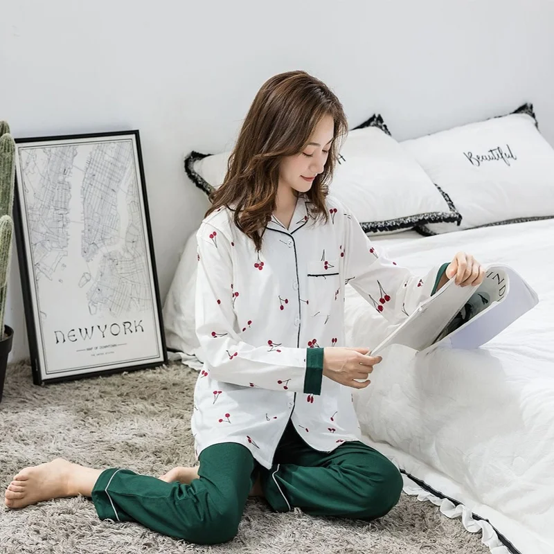 
Women Pregnancy Pajamas Maternity Long Sleeve Cotton Sleepwear Pregnant Nursing Clothes Sets Drop shipping 
